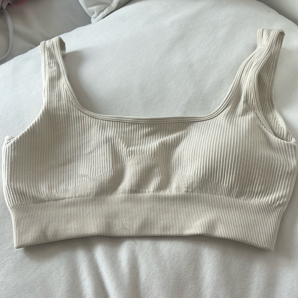 Cream sports bra